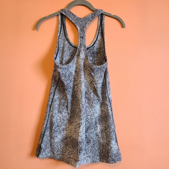 Lululemon Cool Racerback II Luon Spray Jacquard White Black Tank 6 - Picture 2 of 7